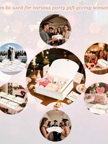 10pcs White Gold Rim Gift Boxes, 10.6 X 7.8 X 3.1 Inches (Approx. 27 X 20 X 8 Cm), With Ribbon Bridesmaid Invitation Boxes, With Lid Gift Boxes, For Mother's Day, Wedding, Birthday Party, Anniversary - White - View 5