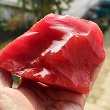 1件水晶原石櫻桃石，粗糙天然櫻桃石，櫻桃原石，仿紅色玻璃，人造紅色釉面玻璃 - 紅色 - 查看 6