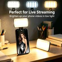 1 buah Lampu Selfie Portabel, Lampu Pengisi LED Jepit, Lampu Rias, Cocok untuk Fotografi Olahraga - Desain Ringkas, 3 Mode Pencahayaan/Suhu Warna Ganda, Kecerahan dan Sudut yang Dapat Diatur, Antarmuka USB, Cocok untuk Laptop/Smartphone/Tablet/Rapat Zoom/Riasan, Juga Cocok untuk Selfie dan Siaran Langsung, Hadiah Liburan Mini, Lampu Kecantikan Fotografi - A - View 2