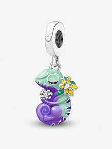 1pc Fashionable Delicate Gentle Flower Chameleon Beaded Pendant, Suitable For DIY Making Bracelets, Necklaces And Other Jewelry, Perfect Gift For Women - Silver - View 12
