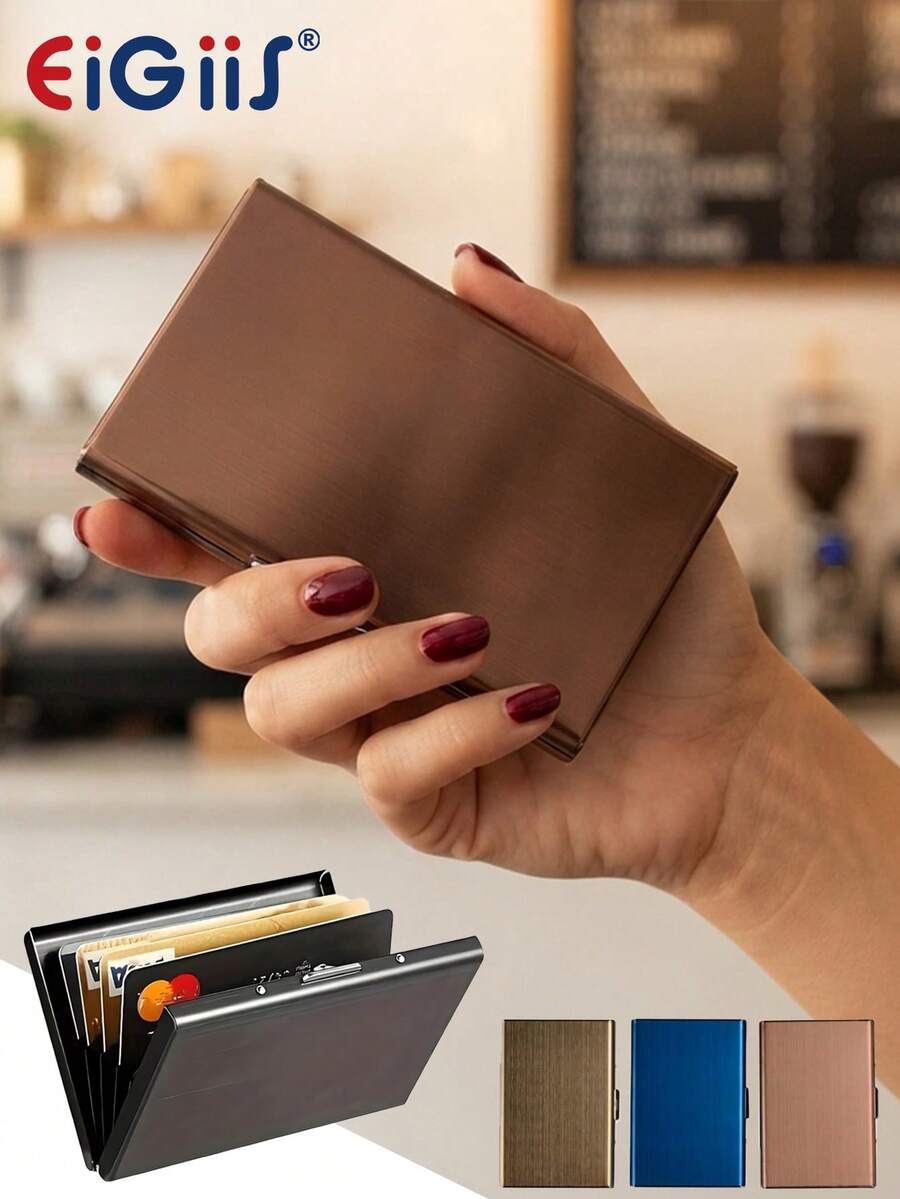 EIGIIS 金屬卡夾錢包 | 極簡 RFID 防盜刷錢包，中性款 | 附鈔票夾/現金帶卡夾 | 方便取用現金與卡片