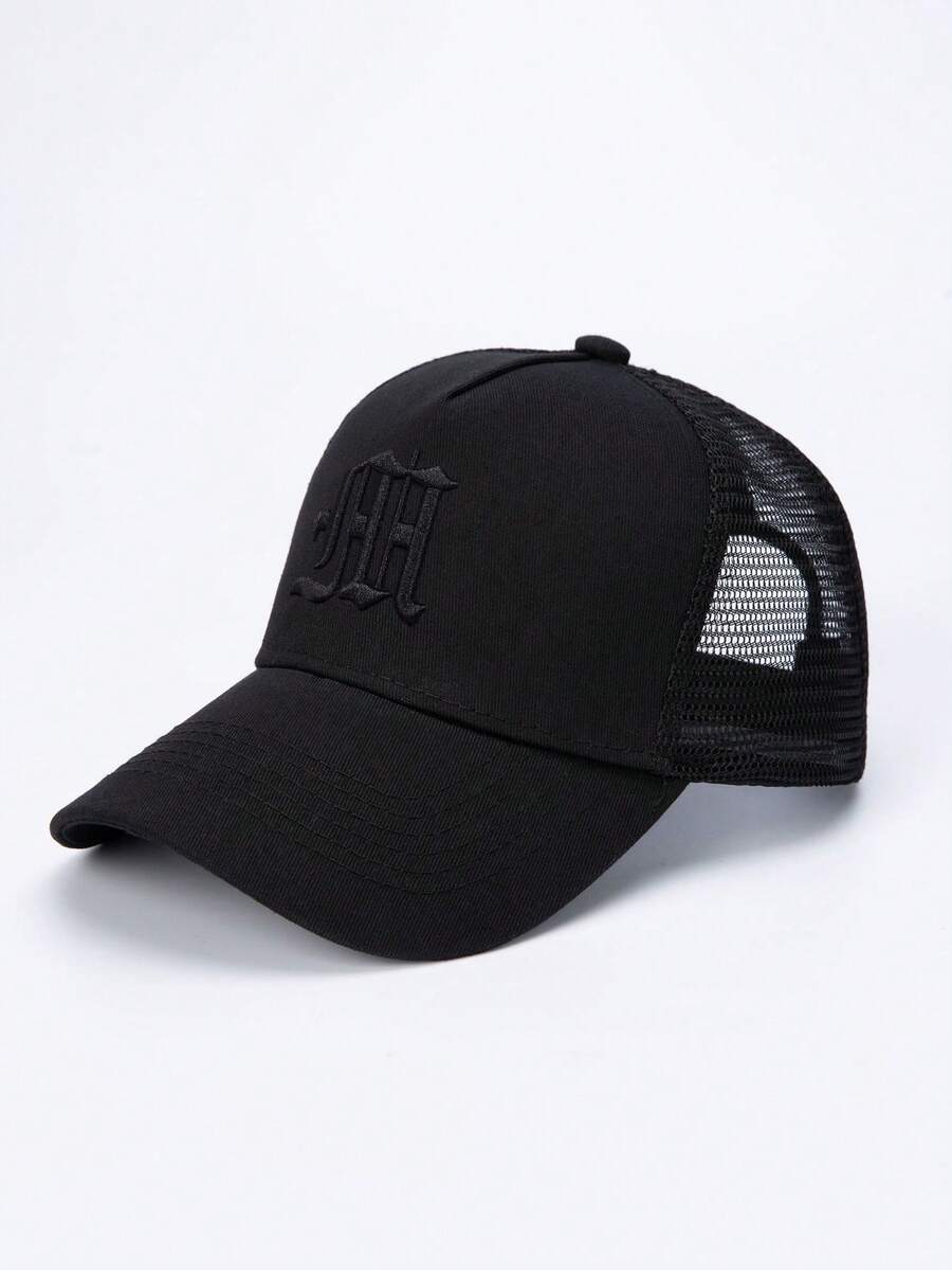 1] Men's & Women's Gothic Letter Embroidery Baseball Mesh Cap, Men's Baseball Cap - Black - View 1