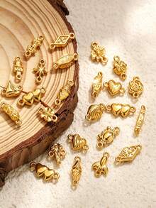 20 Peças Pingentes de Aço Inoxidável Banhados a Ouro 18K com Duplo Furo, Conectores Vintage Boho para Fabricação de Joias, Suprimentos para Fabricação de Joias DIY - Conector duplo suspenso - Visão 3