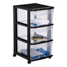 Office Cabinet - Black Multipurpose Organizer With Wheels - View 6