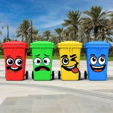 Eye Trash Can Sticker Children Smiling Face Toilet Sticker Wall Refrigerator Sticker Car Sticker - 15*15cm 4PCS - View 4