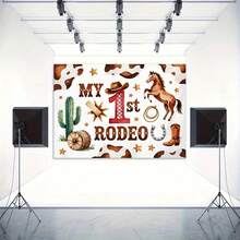 Background Banner Vibrant Western Cowboy 1st Birthday Party Theme Pattern Party Decoration Banner, Birthday, Anniversary And Photography Studio Props - Indoor And Outdoor Celebrations - Multicolor - View 9