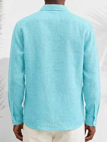 3pcs Set Casual Basic Men's Button-Up Long Sleeve Shirts - Multicolor - View 9
