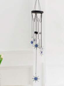 1pc Metal Wind Chime With Blue Evil Eye Design, Perfect For Home Decor, Mother's Day Gift, Or Enhancing The Beauty Of Balcony, Patio And Garden - Style 2 - View 9