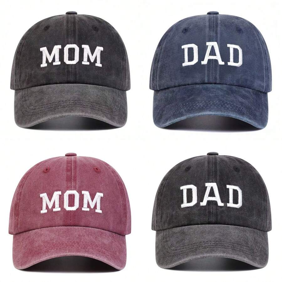 1件裝男士DAD MOM字母刺繡水洗棒球帽，街頭時尚帽，戶外防曬休閒帽，適合春秋旅行、海灘度假 - 多色 - 查看 1