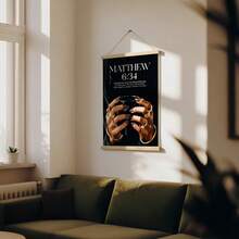 1pc Matthew 6:34 Bible Verse Canvas Wall Art Holding Coffee Painting Modern Christian Scripture Poster Melanin Fashion Aesthetic Room Decor For Living Room Unframed/Framed/Wooden Hanging - Pattern - View 3