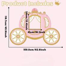 Princess Theme Birthday Party Decorations, Princess Carriage Photo Props, Princess Party Backdrop, Princess Theme Door Sign Decor, Baby Shower Photo Background, Party Supplies - Multicolor - View 12