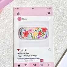 1 Set Floral Print Foldable Phone Ring Holder With Mirror, 2-In-1 Adhesive Makeup Mirror & 360° Rotatable Phone Stand, Ultra-Thin Back Sticker Finger Grip Kickstand, For Daily Makeup, Selfies And Hands-Free Viewing - Multicolor - View 6