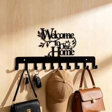 Warm Home Sweet Home Iron Wall Decor Hooks, New Home Moving Gift Wall-Mounted Coat Rack, Home Entryway Key & Bag Storage Hooks, Creative Metal Multi-Hook Organizer, Halloween, Holiday, Home Decor Item - View 11