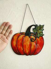 1pc Vintage Maple Leaf Pumpkin Window Hanging Decor, Rustic Farmhouse Style Autumn Halloween Thanksgiving Harvest Pendant, Cozy Fantasy Indoor Wall Decoration, Halloween Trick Or Treat Autumn Festival Entryway Home Party Window Photo Prop Hanging Ornament Gift - Multicolor 17 - View 5