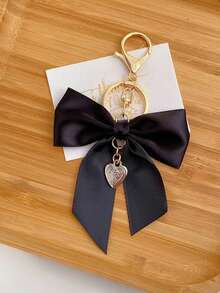 Fashionable Woven Ribbon Bow Keychain Classic Car Key Lanyard Wrist Strap Personalized Gift For Her Wedding Bridesmaid Bag Charm - Multicolor - View 3