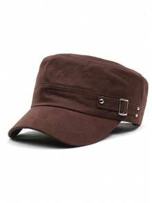 1pc Unisex Rivet Military Flat Top Baseball Cap With Adjustable Strap, Suitable For Outdoor, Hiking, Vacation, Daily Use, Sun Protection - Multicolor - View 2