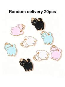 20pcs Multi-Color Cartoon Cat, Dog, Horse Oil Drip Pendant DIY Alloy Jewelry Accessories Necklace Bracelet Decorative Charms - 20pcs - View 38