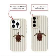 TPU Material Light Texture Vintage Turtle Pattern Phone Case Suitable For IPhone 17 Pro Max/17/16 Pro Max/15/13/12/11/ S20 FE/A15/S24/A55/ Note 11/Note 12/Note 13 Pro Full Coverage Anti-Drop Soft Shell Phone Protective Cover - White - View 7