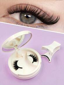 Sibeuna A Pair Magnetic False Eyelashes,Half Eyelash,Short Magnetic Eyelashes,Natural Cat Eye Makeup Effect Reusable,Suitable For Beginners Easy To Use Salon-Quality Long-Lasting False Eyelash Extensions,Magnetic Lashes - Black - View 4