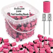 DeDryDS Cincin Penggosok Kuku Ultra Halus 240 Grit, 200 buah, Warna Pink, Cincin Penggosok Kuku Profesional dan 2 Mata Bor Kuku, Cocok untuk Perawatan Kuku dan Kaki - MultiWarna - View 8