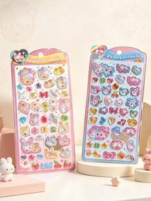 20pcs Original Q-Lia 3D Puffy Epoxy Stickers Kawaii Cartoon Raised Bubble Sticker DIY Journal Phone Case Kids Toy Decoration - Multicolor - View 2