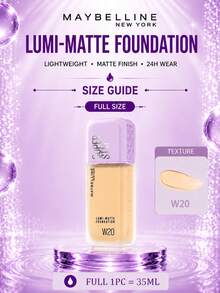 Maybelline 美寶琳長效透明底妝 #W20，正裝 35ml/試用裝 10ml，輕盈持久、抗汗、霧面妝感、有效遮瑕，適合中性自然膚色 - W20 - 查看 13