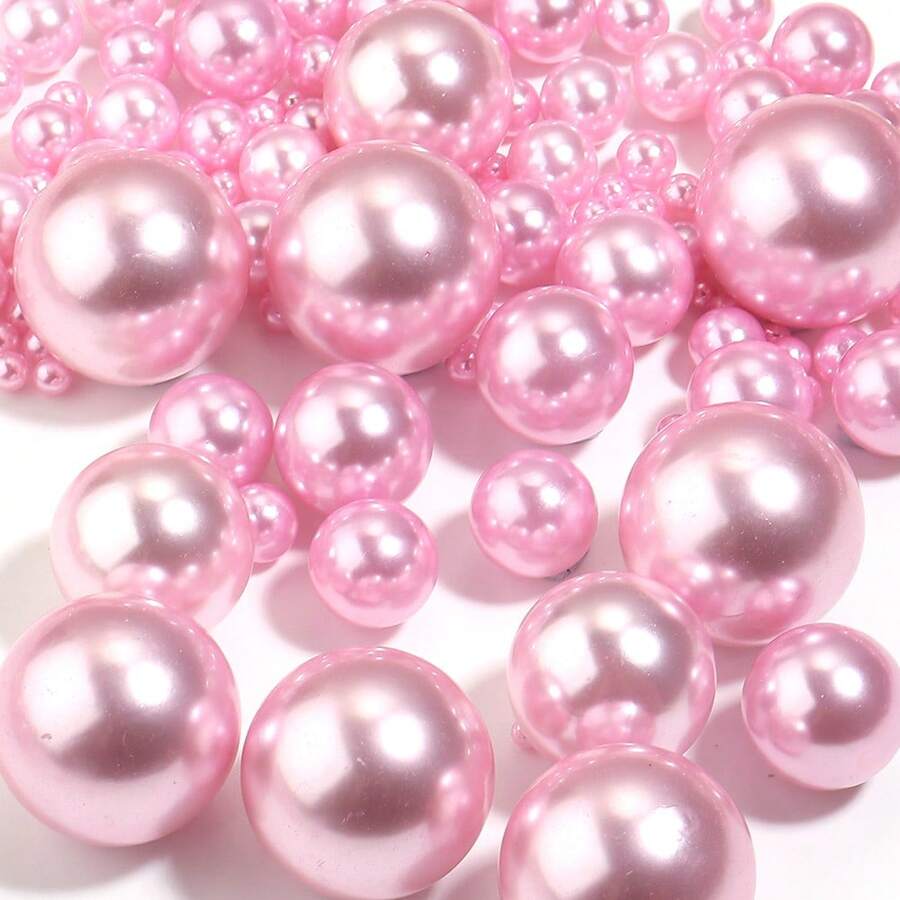 ABS 無孔珍珠光澤人造珍珠，1.5-30mm 粉色 DIY 裝飾珠，適用於花瓶、蛋糕、蠟燭、婚禮與節日派對，1000/500/200/100/50/30/20/10 顆