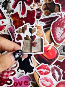 60Pcs Heartbeat Retro Stickers Fashion Personalized Creative DIY Fine Decorative Stickers Scrapbook Laptop Luggage Guitar Water Cup Phone Case Popular Decals - Mix - View 9