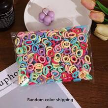 500个/包 小号弹力发圈，黑色、彩色、柔和色调、纯色，可爱休闲弹力发圈，适合扎马尾辫，四季皆宜，旅行，生日礼物 - 彩色 - 查看 8
