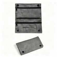 1pc Premium Gray PU Leather Organizer Pouch, Multi-Compartment Portable Smoking Accessories Storage Bag, Gray Multifunctional Organizer, Compact Tobacco Pouch, Smoking Tool Kit - 1PC - View 5