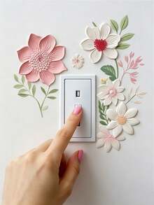 1pc 3D Textured Floral Self-Adhesive Switch Sticker, Luxury Bedroom Outlet Home Decor Sticker - Switch Sticker - View 8