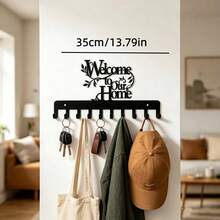 Warm Home Sweet Home Iron Wall Decor Hooks, New Home Moving Gift Wall-Mounted Coat Rack, Home Entryway Key & Bag Storage Hooks, Creative Metal Multi-Hook Organizer, Halloween, Holiday, Home Decor Item - View 7