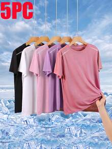 5pcs Women's Quick-Dry Shirts, Summer Outdoor Multi-Function Casual T-Shirts Sports - Multicolor - View 3