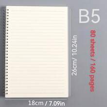 1 pieza Cuaderno de estudiante de 80 páginas con diseño simple, disponible en tamaños A5/B5/A4 y con líneas horizontales, cuaderno portátil moderno con encuadernación de alambre, útiles escolares para la vuelta a la escuela - transparente - Ver 10