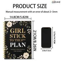 A5 Weight Loss Diary, Weight Loss Plan, Daily Activity Tracking, Suitable For Home Use And Diet Management, Neutral Fitness Tool, Inspirational Fitness Journal, Spiral Bound - Girl's Weight Loss Journey - View 5