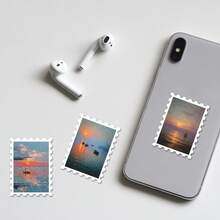 36PCS Vintage Seascape Sunset Stickers, Retro Oil Painting Style & Ocean View Aesthetic Cutout Sticker Set For Journals, Scrapbook, Planner & Collage - Stamp - View 4
