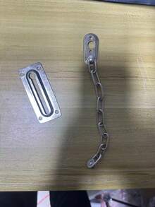 Cerrojo de cadena de puerta de acero inoxidable de alta resistencia, resistente a la oxidación, adecuado para dormitorio, apartamento, hotel y mascotas - Plateado - Ver 6