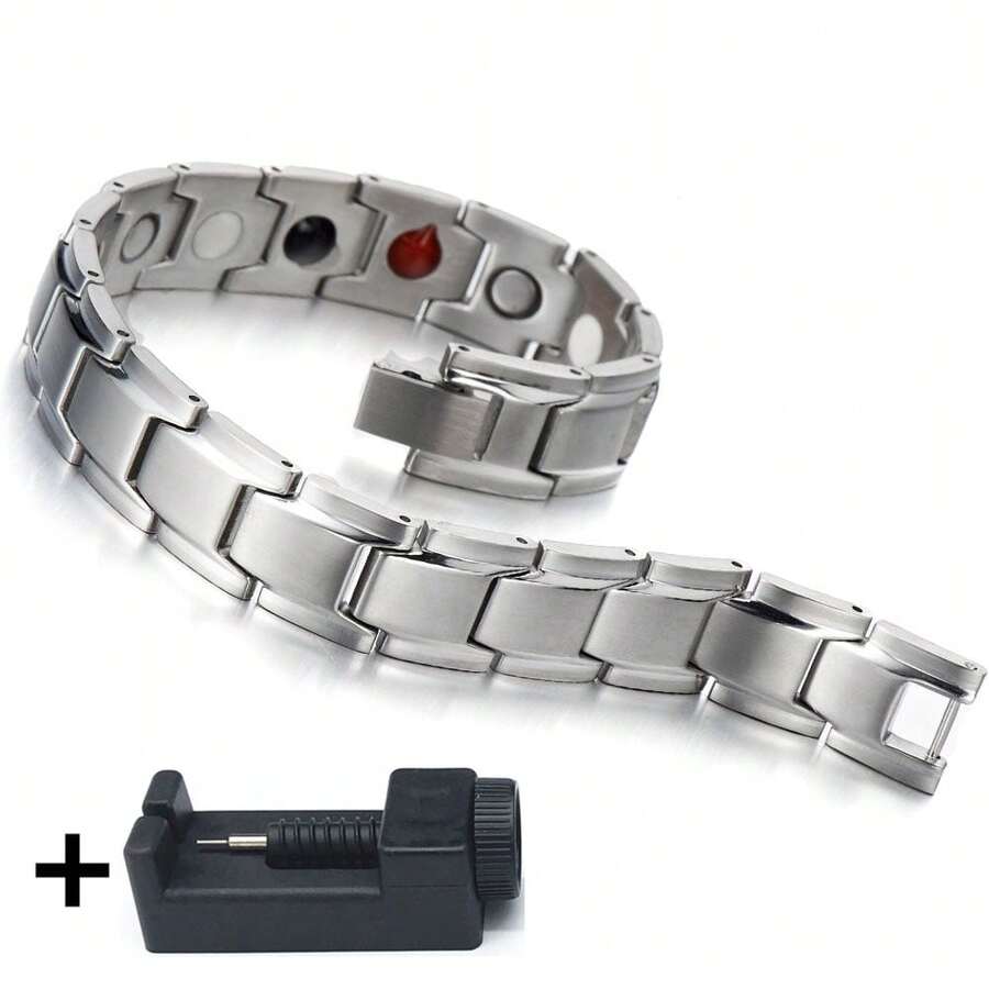 Brazalete de acero inoxidable minimalista versátil y de moda - Plateado - Ver 1