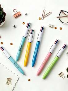 Custom Personalized Multipurpose Pen,, 4-In-1 Multicolor Pen, Cartoon Multicolor Neutral Pen, Simple Portable Multifunctional Writing Pen, Cute Retractable Nurse Pen, Colorful Stationery Pen For Students And Office - Multicolor - View 3