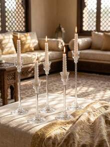 1pc/Set European Style Acrylic Candle Holder. Dining Table Candle Cup, Wedding Decoration, Candlelight Dinner Fashionable Acrylic Candle. Can Be Used For Room Decor, Home Decor, Dining Table Decor, Gift For Best Friend, Winter Gift, Thanksgiving, Christmas, Halloween. - Multicolor - View 2