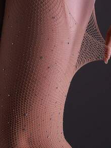 1pc Sexy Elastic 4-Way Open Crotch Tight Leggings, Full Leg Shiny Rhinestone Hollow Fishnet Tights, Women's Fashion Versatile Y2K Pantyhose, Suitable For Christmas, Halloween, Party, Gathering, Date, Socializing - Multicolor - View 7