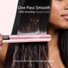 LANDOT Ceramic Flat Iron Hair Straightener, Professional Hair Straightener, Create Smooth Straight Hair Style, 1 Inch High-End 2-In-1 Styling Tool, With Digital Temperature Control - Rose Gold - View 2