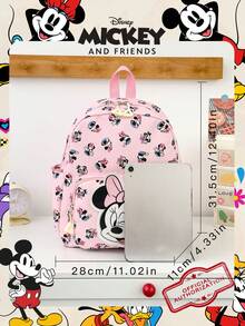 1pc Official Disney Mickey Mouse All Over Print Backpack, Cartoon Pattern School Day Bag With Mickey Head Patch On Front Pocket, Multi-Pocket Casual Backpack, Suitable For Girls/Students/Young People/Fans, Perfect For Back To School, Fashion Campus Commute, Weekend Outings, Theme Park Visits And Daily Casual Activities - Multicolor - View 3