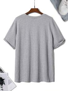 Maglietta da uomo taglie forti, 100% cotone, con ricamo "Smile", collo rotondo, maniche corte. Maglietta casual e comoda a maniche corte. - Bianco - Visualizzare 9