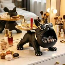 French Bulldog Statue With Gold Metal Tray, Resin Bulldog Storage Bowl, Multi-Functional Key Jewelry Watch Beauty Organizer, Entryway Desktop Decor Dog Sculpture, Unique Home New House Gift, Suitable For Men And Women - Multicolor - View 6