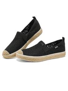 Skechers Lace Breathable Slip-On Loafers Soft Memory Foam Women's Casual Flat Shoes For Commuting And Walking - Black - View 3