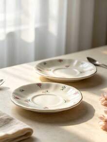 1pc 100ml Ceramic French Espresso Cup & Saucer, Afternoon Tea Coffee Cup, Exquisite Ceramic Coffee Cup & Saucer, Vintage Afternoon Tea Flower Tea Set - Floral - View 7