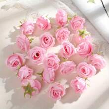 30pcs Artificial Rose Flower Heads & Buds DIY Set, Suitable For Cake Decoration, Wreath Making, Holiday & Birthday Party Decor, Bridal Bouquet, Home Floral Arrangement, Floral Craft Material, Valentine's Day Gift & New Year Decoration - Pink - View 7