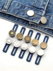 Pants Button Extender, Adjustable Waistband Buckle, Waist Extension Button, Random Color, No-Sew Button, Easy To Use, No Tools Needed, Elastic Material, 0.71 Inch Extension Length - Multiple Styles - View 3