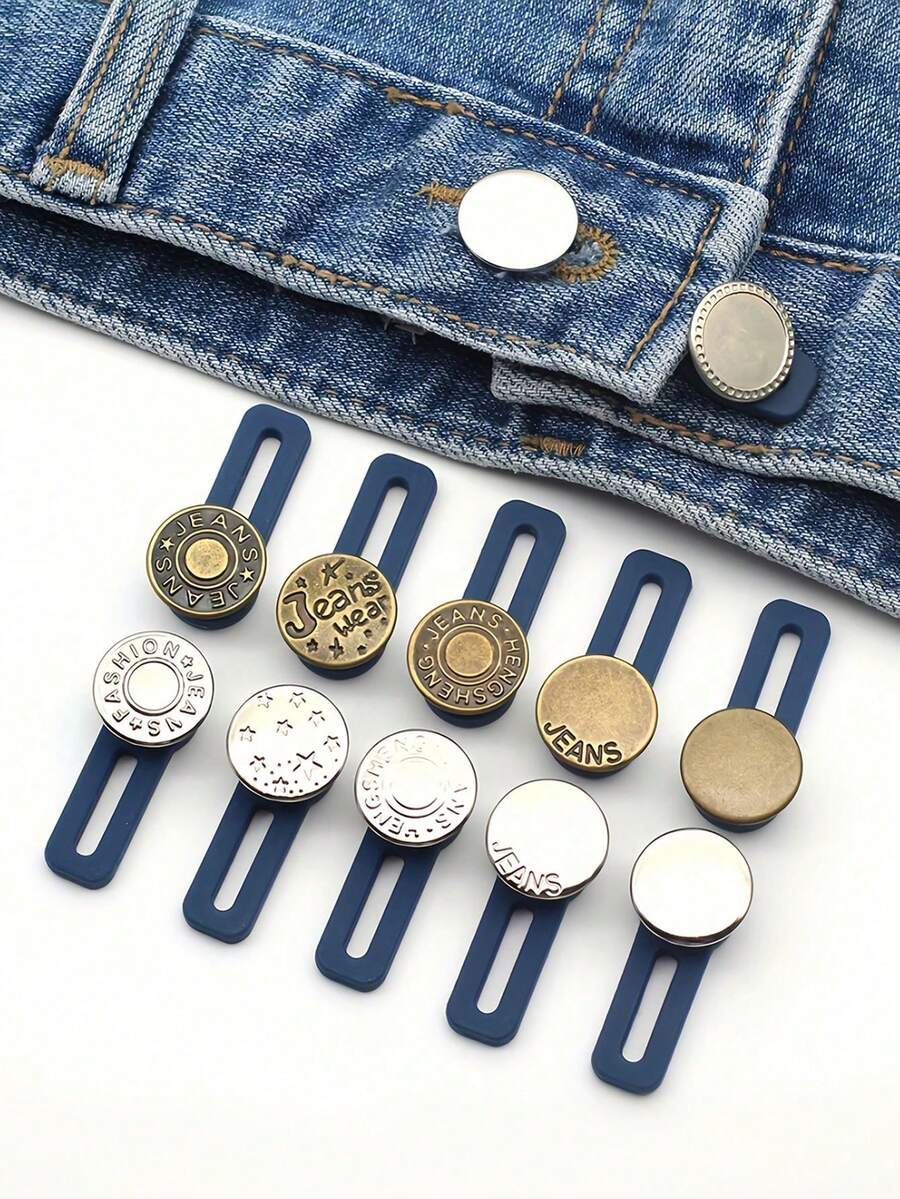 Pants Button Extender, Adjustable Waistband Buckle, Waist Extension Button, Random Color, No-Sew Button, Easy To Use, No Tools Needed, Elastic Material, 0.71 Inch Extension Length